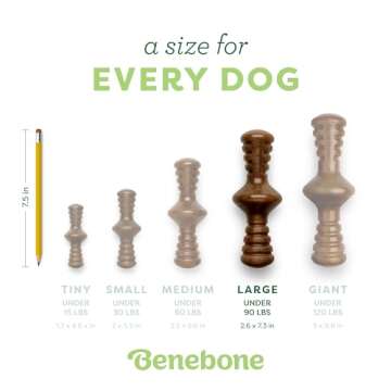 Benebone Zaggler Rolling Dog Chew Toy for Aggressive Chewers, Real Bacon, Made in USA, Large