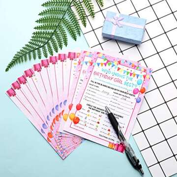 Skylety Birthday Girl Game Cards - 50 Fun Activities