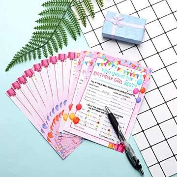 Skylety Birthday Girl Game Cards - 50 Fun Activities