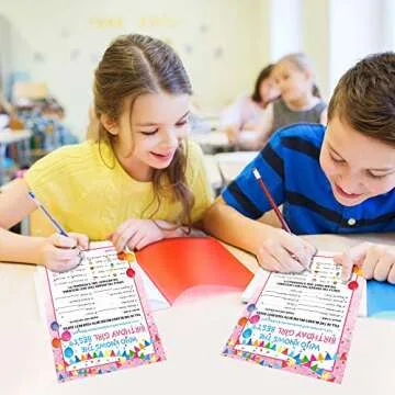 Skylety Birthday Girl Game Cards - 50 Fun Activities