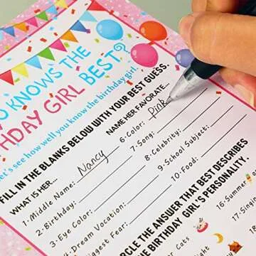 Skylety Birthday Girl Game Cards - 50 Fun Activities