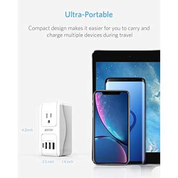 BESTEK 3000W International Travel Adapter for USB Devices