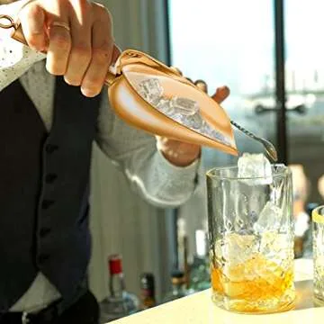 TeamFar Ice Scoops, 5oz Stainless Steel Canister Small Ice Candy Scoop for Kitchen Dispenser Buffet Jars, Healthy & Sturdy, Multi-use & Mirror Finish, Dishwasher Safe-2 PCS