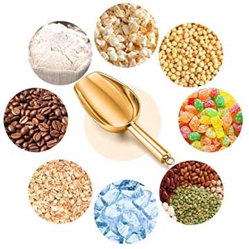 TeamFar Ice Scoops, 5oz Stainless Steel Canister Small Ice Candy Scoop for Kitchen Dispenser Buffet Jars, Healthy & Sturdy, Multi-use & Mirror Finish, Dishwasher Safe-2 PCS