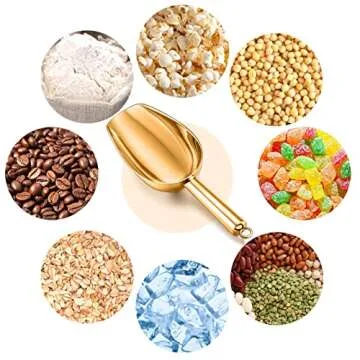 TeamFar Ice Scoops, 5oz Stainless Steel Canister Small Ice Candy Scoop for Kitchen Dispenser Buffet Jars, Healthy & Sturdy, Multi-use & Mirror Finish, Dishwasher Safe-2 PCS