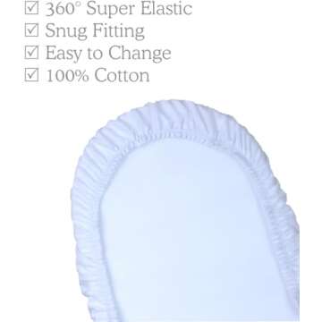 BabyPrem 2 Moses Basket Sheets Fitted White Cotton 29 x 11 x 1.25 inches