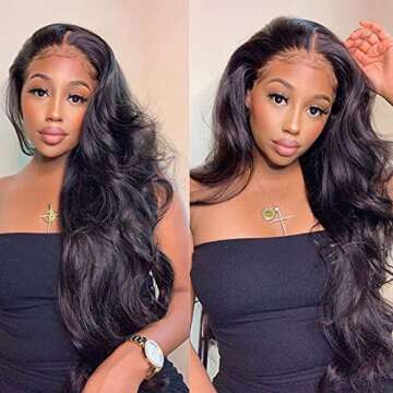UNICE Body Wave Wigs Human Hair for Black Women Lace Front Glueless Wig Pre Plucked
