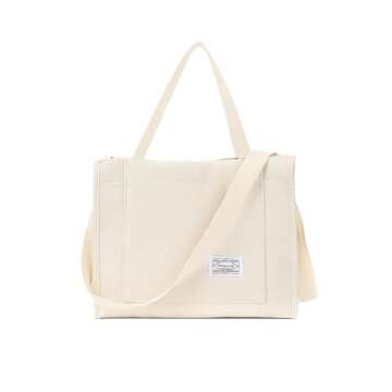 Vintage Corduroy Tote Crossbody Shoulder Bag - Beige