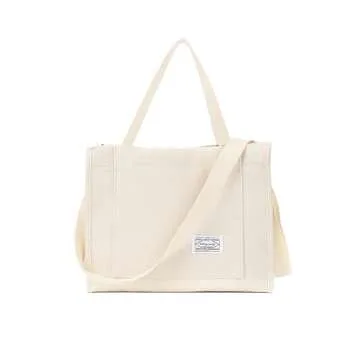 Vintage Corduroy Tote Crossbody Shoulder Bag - Beige