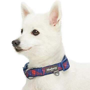 Comfy Adjustable Scottish Plaid Dog Collar for Large Dogs