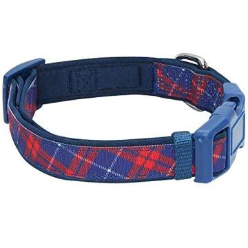 Comfy Adjustable Scottish Plaid Dog Collar for Large Dogs