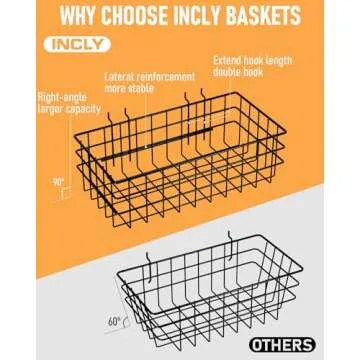 INCLY 143PCS Pegboard Hooks Organizer Accessories Set, Including 3 Packs Pegboard Baskets S/M/L, Peg...