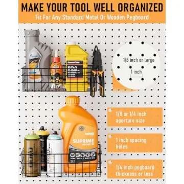INCLY 143PCS Pegboard Hooks Organizer Accessories Set, Including 3 Packs Pegboard Baskets S/M/L, Peg Board Hooks Accessory Kit Hanging Tools for Garage Storage Wall Attachment