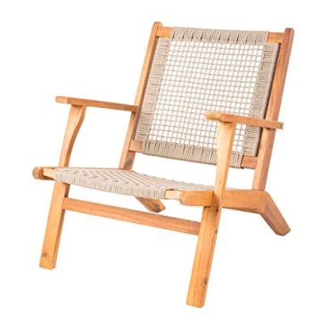 Vega Natural Stain Outdoor Chair - Acacia Wood, Hand Woven Seat, Mid Century Design