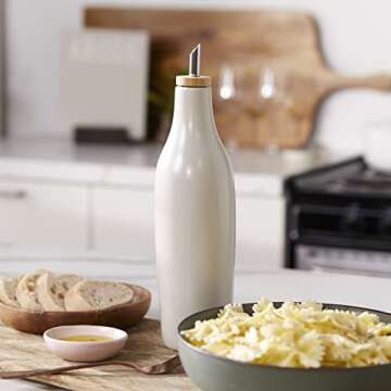 Grace Homewares Olive Oil Dispenser Bottle Stoneware Ceramic for EVOO or Vinegar | Modern Design | L...