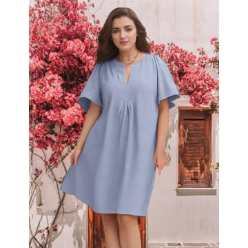 ROYLAMP Women's Elegant Pleated Dress with Pockets