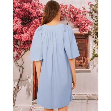 ROYLAMP Women's Elegant Pleated Dress with Pockets