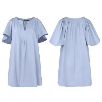 ROYLAMP Women's Elegant Pleated Dress with Pockets