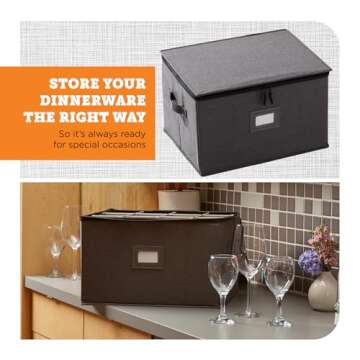 storageLAB Wine Glass Storage Containers, Hard Shell Organizer for Stemware and Glassware Sets, Stac...