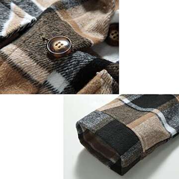 Hixiaohe Women's Casual Wool Blend Plaid Shirt Jacket Loose Button Down Shacket Coat(06 Brown,M)