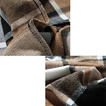 Hixiaohe Women's Casual Wool Blend Plaid Shirt Jacket Loose Button Down Shacket Coat(06 Brown,M)