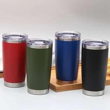 20oz Powder Coated Colorful Stainless Steel Double Wall Tumbler with Lid (Grape)