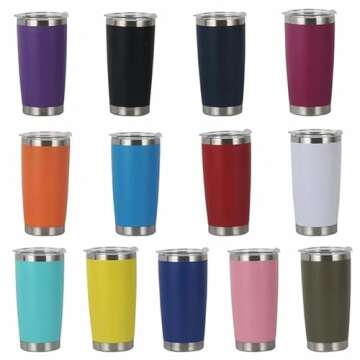 20oz Powder Coated Colorful Stainless Steel Double Wall Tumbler with Lid (Grape)