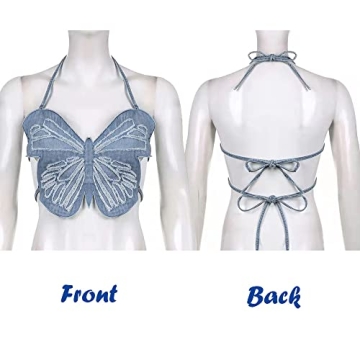 Yendoll Women's Butterfly Crop Top for Summer Fun