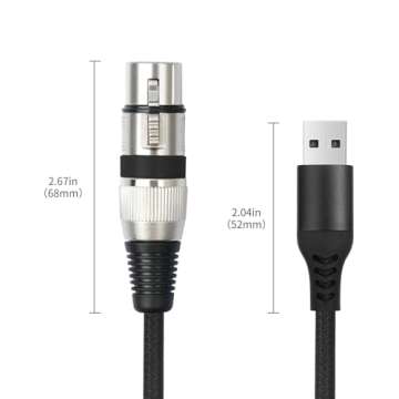 USB Microphone Cable,3.3FT USB A to XLR Female Microphone Cable,USB to XLR Stereo Audio Cord Link Converter Cable, XLR Female to USB Mic Link Converter for Microphones or Recording Karaoke Sing