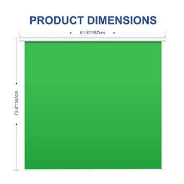 Neewer Green Screen, 5x6ft/1.5x1.8m Wall Ceiling Mountable Chroma Key Green Backdrop for Background Removal, Pull Down Auto-Locking, Wrinkle-Resistant Polyester, Aluminum Shell for Video Game Stream