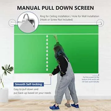 Neewer Green Screen, 5x6ft/1.5x1.8m Wall Ceiling Mountable Chroma Key Green Backdrop for Background Removal, Pull Down Auto-Locking, Wrinkle-Resistant Polyester, Aluminum Shell for Video Game Stream