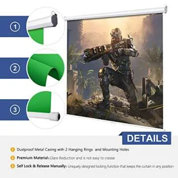 Neewer Green Screen, 5x6ft/1.5x1.8m Wall Ceiling Mountable Chroma Key Green Backdrop for Background Removal, Pull Down Auto-Locking, Wrinkle-Resistant Polyester, Aluminum Shell for Video Game Stream