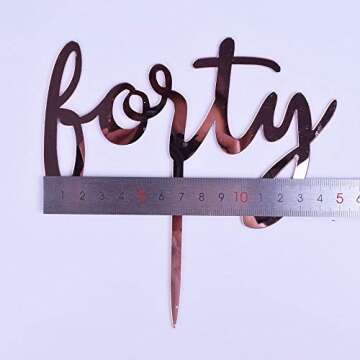 YUINYO Happy Birthday Cake Topper Acrylic Rose Gold 40th Birthday Party Decoration Supplies Calligraphy Bling Cake Decoration Sign Party Banner