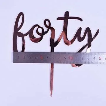 YUINYO Happy Birthday Cake Topper Acrylic Rose Gold 40th Birthday Party Decoration Supplies Calligraphy Bling Cake Decoration Sign Party Banner