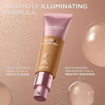 L’Oréal Paris Lumi Le Glow Skin Tint, Lightweight Water-Based Tinted Serum with Foundation-Like Coverage, Glow Illuminator, Neutral 200, 0.85 Fl Oz
