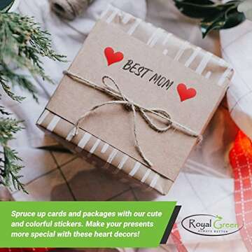 Royal Green 10 Color Decorative Heart Stickers - Scrapbooking Stickers, Packaging Stickers, Arts & C...