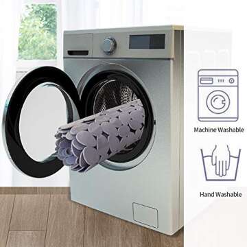 SONGZIMING Pebble Bath Mat 35x16 Inches for Bathtub to Non Slip in Shower with Drain Holes, Suction Cups (Grey)