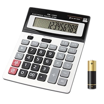 HIHUHEN Large Electronic Calculator - Solar & Battery 12 Digit Display