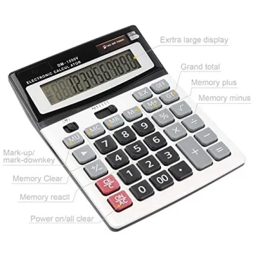 HIHUHEN Large Electronic Calculator - Dual Power & 12 Digit Display