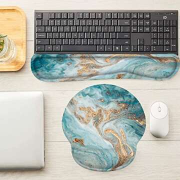 Hiyong Memory Foam Mouse Pad and Keyboard Pad Set - Lightweight for Easy Typing & Pain Relief - Ergonomic for Laptop, Desktop, Game, Office