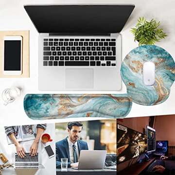 Hiyong Memory Foam Mouse Pad and Keyboard Pad Set - Lightweight for Easy Typing & Pain Relief - Ergonomic for Laptop, Desktop, Game, Office