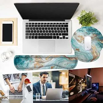 Hiyong Memory Foam Mouse Pad and Keyboard Pad Set - Lightweight for Easy Typing & Pain Relief - Ergonomic for Laptop, Desktop, Game, Office