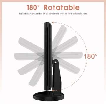 WEILY Lighted Vanity Makeup Mirror 1x/2x/3x Magnification Trifold with 21 LED Lights Touch Screen and USB Charging, 180 Degree Adjustable Stand for Countertop Cosmetic Makeup Mirror(Black)