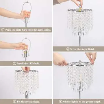 Boncoo Crystal Table Lamp Set of 2 Touch Control, Crystal Lamps with USB Ports Elegant Shade Bedside Lamp Silver, Dimmable Touch Table Lamp for Nightstand Bedroom Living Room, 4W LED Bulb Included