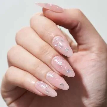 GLAMERMAID Gel Press on Nails - Glitter Star & Nude Pink