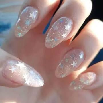 GLAMERMAID Gel Press on Nails - Glitter Star & Nude Pink