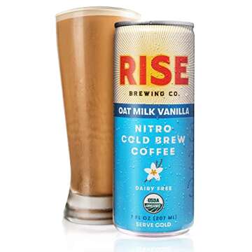 RISE Brewing Nitro Cold Brew Latte, Oat Milk Vanilla 7oz 4 PACK