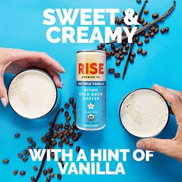RISE Brewing Nitro Cold Brew Latte, Oat Milk Vanilla 7oz 4 PACK