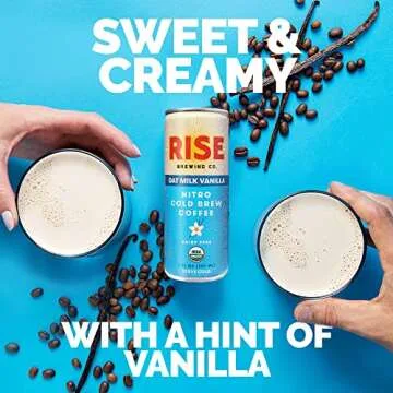 RISE Brewing Nitro Cold Brew Latte, Oat Milk Vanilla 7oz 4 PACK