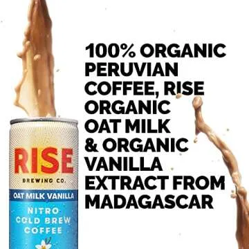 RISE Brewing Nitro Cold Brew Latte, Oat Milk Vanilla 7oz 4 PACK